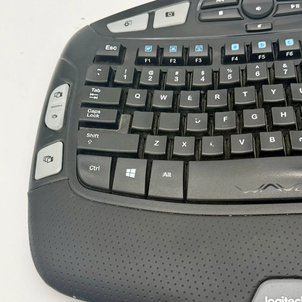 Logitech K350 Wireless Wave Ergonomic Keyboard No USB Receiver Missing Rear Foot